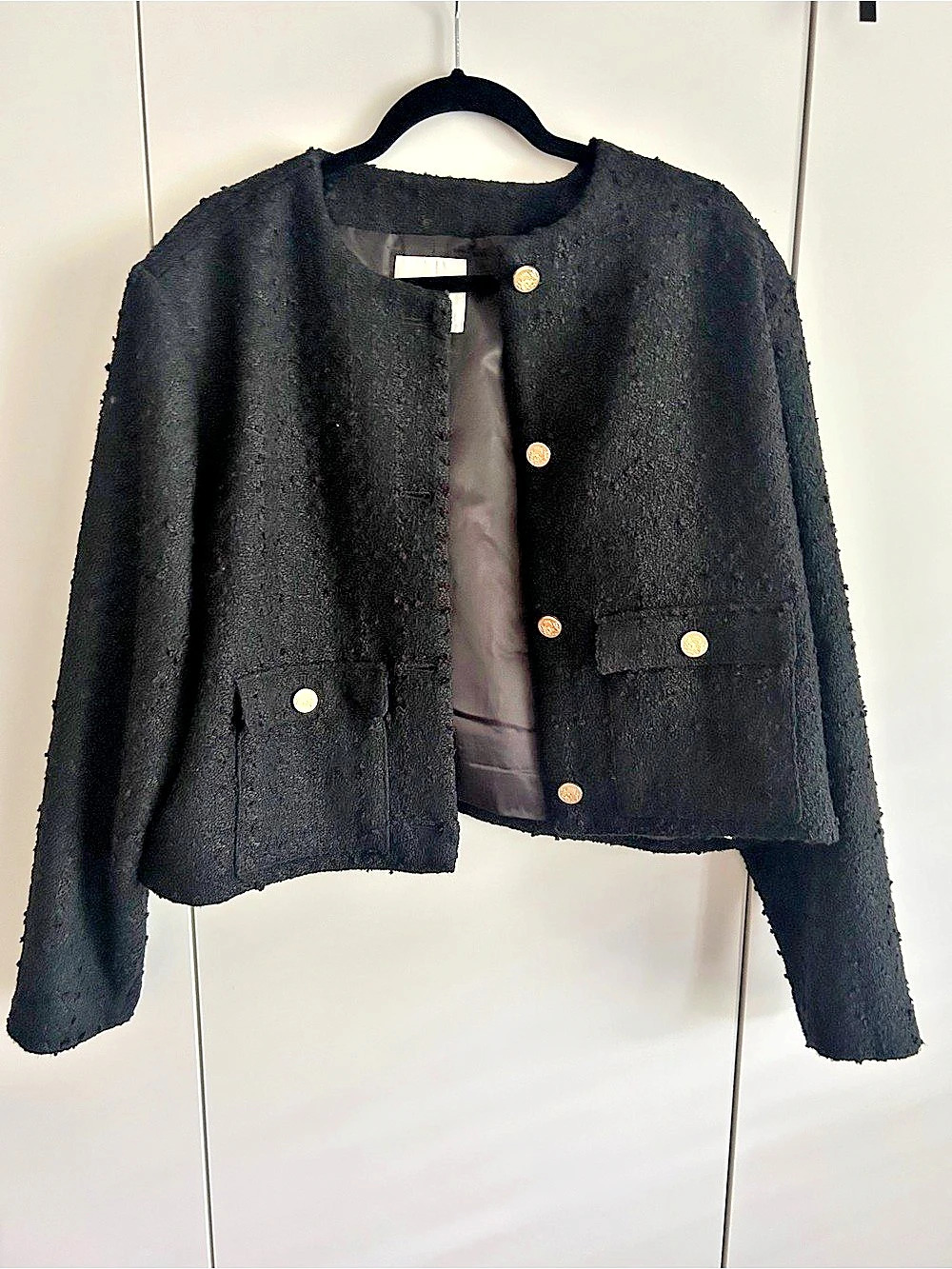 Abercrombie and Fitch Black Textured Cropped Jacket